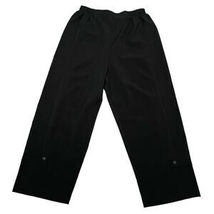 XIAO Wide Leg Crop Pants Button Accent Lagenlook Elastic Waist Black USA Large
